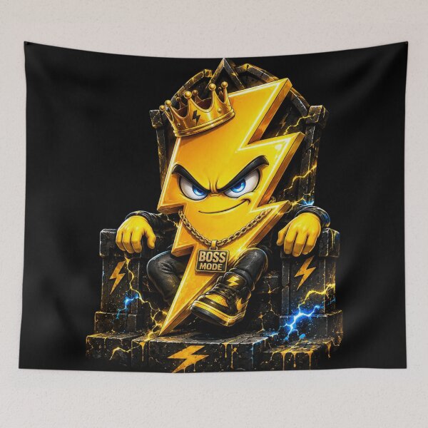 Item preview, Boss Mode Lightning Bolt | 3D Gamer Boss Electric Mascot Sticker designed and sold by Timeless Junction.