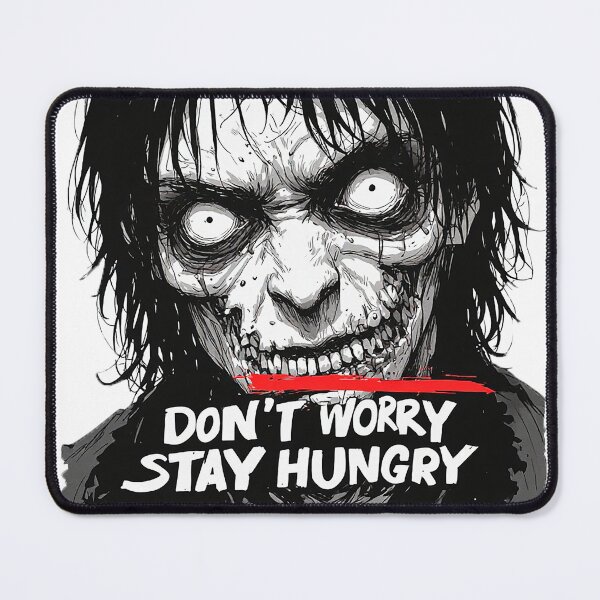 Item preview, Don't Worry Stay Hungry Zombie Dark Humor Art designed and sold by ChaoticZenStudio.