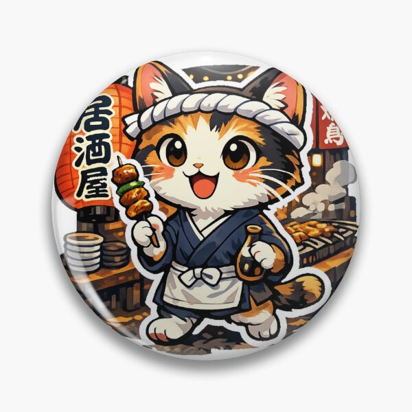 Item preview, Kawaii Izakaya Cat Sticker – Cute Japanese Yakitori Cat Anime Design designed and sold by kawaii animal store (in Japan).
