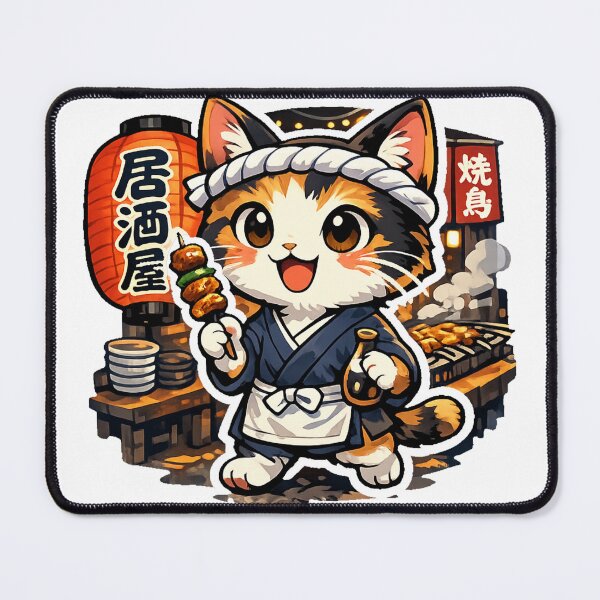 Item preview, Kawaii Izakaya Cat Sticker – Cute Japanese Yakitori Cat Anime Design designed and sold by kawaii animal store (in Japan).