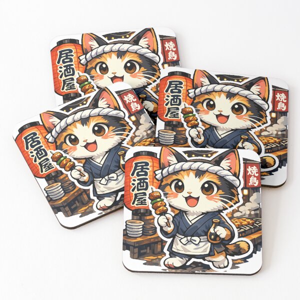 Item preview, Kawaii Izakaya Cat Sticker – Cute Japanese Yakitori Cat Anime Design designed and sold by kawaii animal store (in Japan).