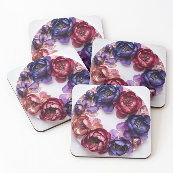 Item preview, Purple & Burgundy Floral Circle Frame | Elegant Botanical Wreath Design designed and sold by GalleryPeak.