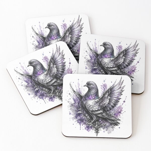 Item preview, Mystical Fantasy Pigeon Tattoo Art | Watercolor Gothic Bird Illustration designed and sold by MolinezjArt.