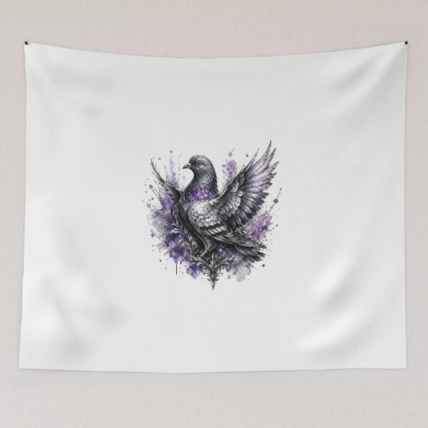Item preview, Mystical Fantasy Pigeon Tattoo Art | Watercolor Gothic Bird Illustration designed and sold by MolinezjArt.