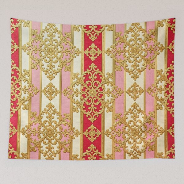 Item preview, Red, Pink & Cream Striped Gold Baroque designed and sold by DesignsByPrnces.