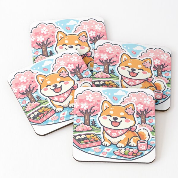 Item preview, Kawaii Shiba Inu Hanami Picnic Sticker – Cute Sakura Dog Japan Aesthetic designed and sold by kawaii animal store (in Japan).