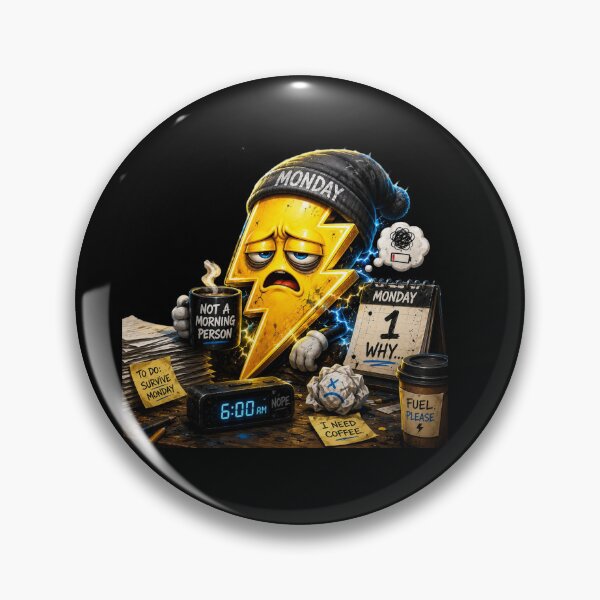 Item preview, Monday Lightning | Funny Coffee Lover Cartoon Sticker | 3D Burnout Mascot designed and sold by Timeless Junction.