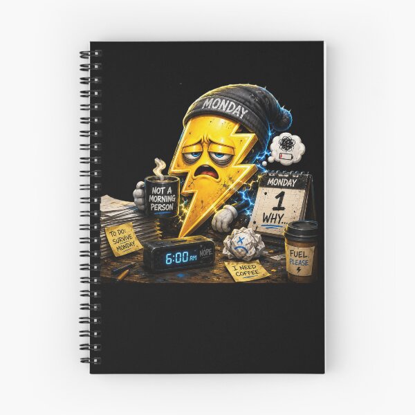 Item preview, Monday Lightning | Funny Coffee Lover Cartoon Sticker | 3D Burnout Mascot designed and sold by Timeless Junction.