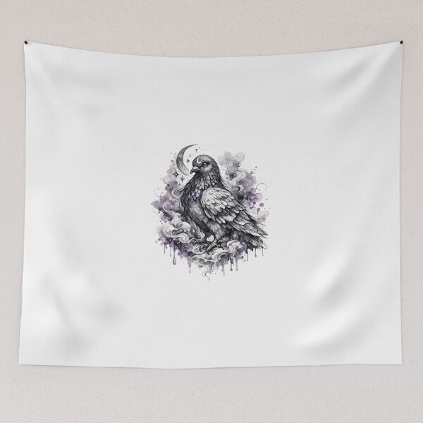Item preview, Mystical Fantasy Pigeon Tattoo Art | Watercolor Gothic Bird Illustration designed and sold by MolinezjArt.