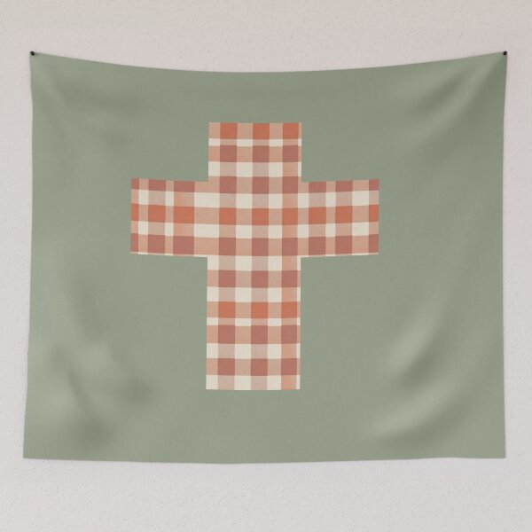 Item preview, Vintage Gingham Cross | Christian Faith Symbol designed and sold by Bound for Wonder.