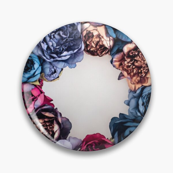Item preview, Blue Pink Floral Wreath | Elegant Peony Circle Frame Botanical Art designed and sold by GalleryPeak.