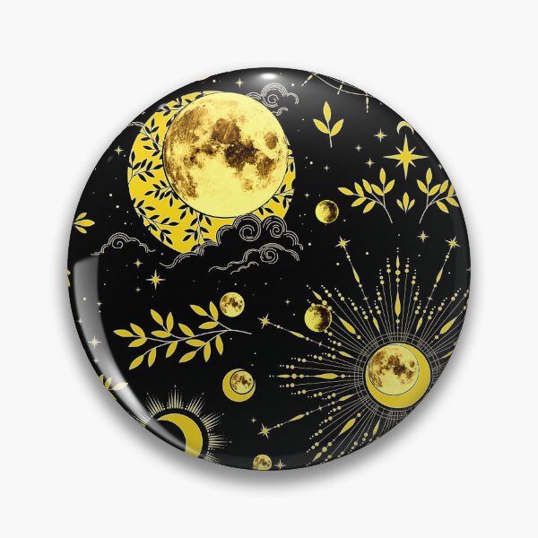Item preview, mystical gold  moon botanical celestial pattern  designed and sold by FahdSpaceArt.
