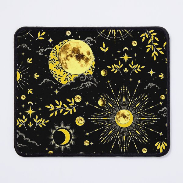 Item preview, mystical gold  moon botanical celestial pattern  designed and sold by FahdSpaceArt.