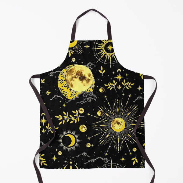 Item preview, mystical gold moon botanical celestial pattern designed and sold by FahdSpaceArt.