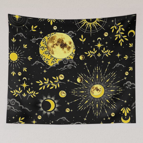 Item preview, mystical gold  moon botanical celestial pattern  designed and sold by FahdSpaceArt.