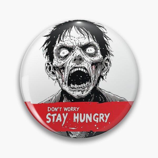 Item preview, Don't Worry Stay Hungry Screaming Zombie Comic Art designed and sold by ChaoticZenStudio.