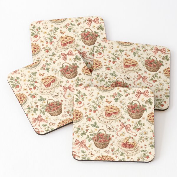 Item preview, Vintage Strawberry Pie & Gingham Ribbon – Cottagecore Pattern designed and sold by OpenDreamArts.