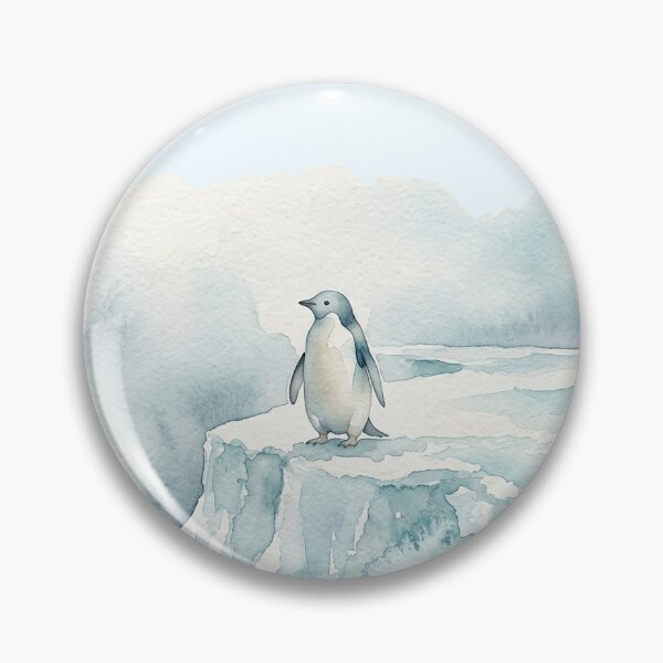 Item preview, Solitary Penguin on Icy Glacier Minimalist Watercolor designed and sold by GrabaHuk.