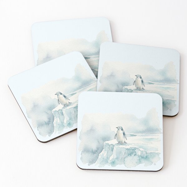 Item preview, Solitary Penguin on Icy Glacier Minimalist Watercolor designed and sold by GrabaHuk.