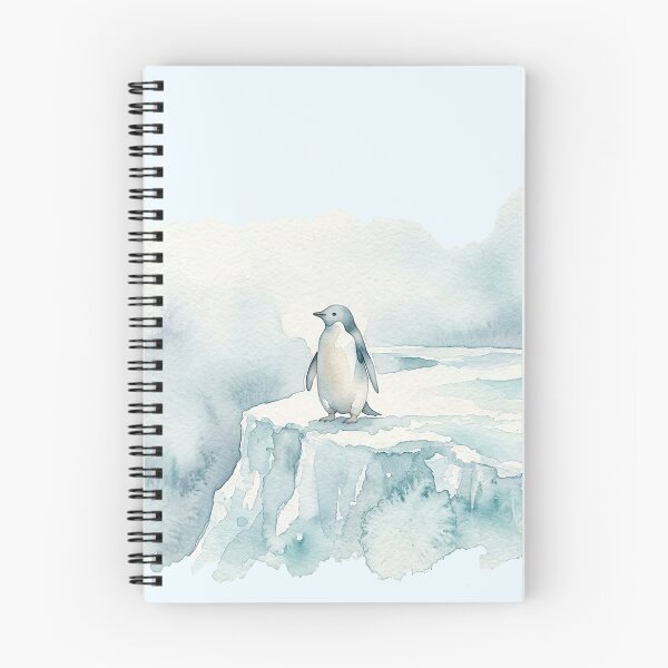 Item preview, Solitary Penguin on Icy Glacier Minimalist Watercolor designed and sold by GrabaHuk.
