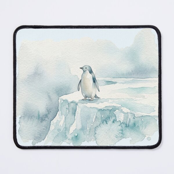 Item preview, Solitary Penguin on Icy Glacier Minimalist Watercolor designed and sold by GrabaHuk.