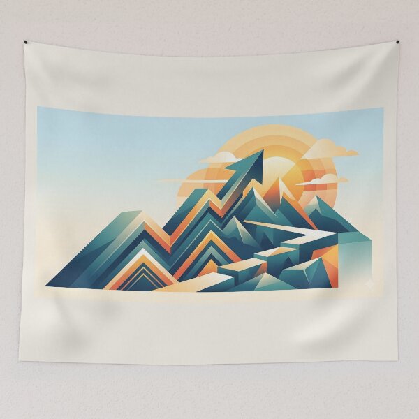 Item preview, Geometric Mountain Growth Arrow | Success, Progress & Ambition Abstract Art designed and sold by MCV-Designs.