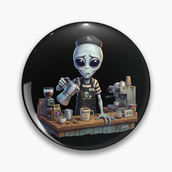 Item preview, Funny Grey Alien Barista Coffee Shop Spaced Out designed and sold by Sunkhung.