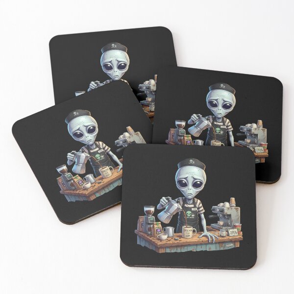 Item preview, Funny Grey Alien Barista Coffee Shop Spaced Out designed and sold by Sunkhung.