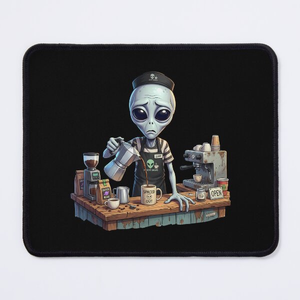 Item preview, Funny Grey Alien Barista Coffee Shop Spaced Out designed and sold by Sunkhung.