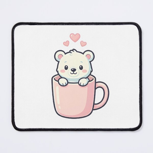 Item preview, Cute Kawaii Polar Bear in Coffee Mug designed and sold by YALLABUY.