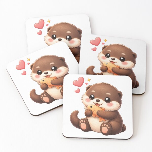 Item preview, Cute Baby Otter Holding Fish designed and sold by myJPEG.