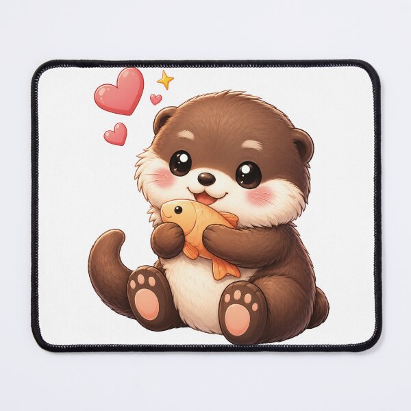 Item preview, Cute Baby Otter Holding Fish designed and sold by myJPEG.