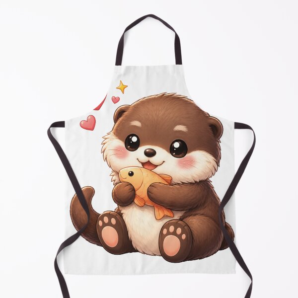 Item preview, Cute Baby Otter Holding Fish designed and sold by myJPEG.