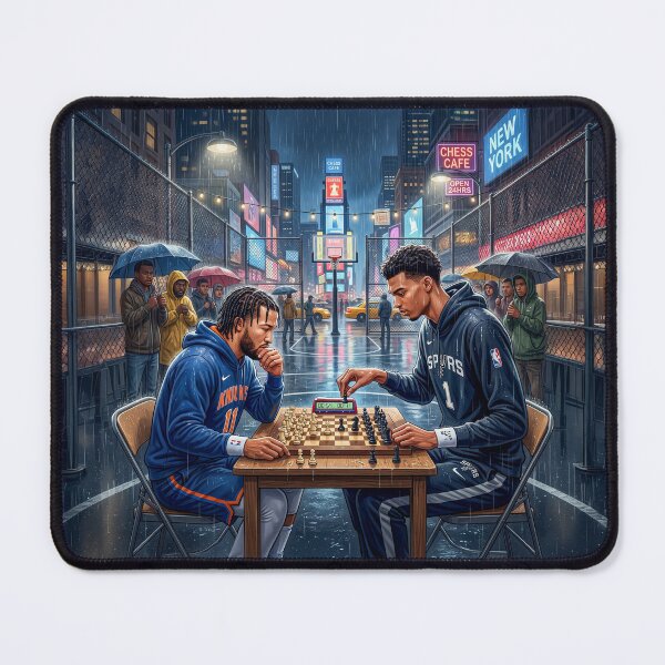 Item preview, Jalen Brunson Wemby Playing Chess In The Rain designed and sold by Home Decor Art.