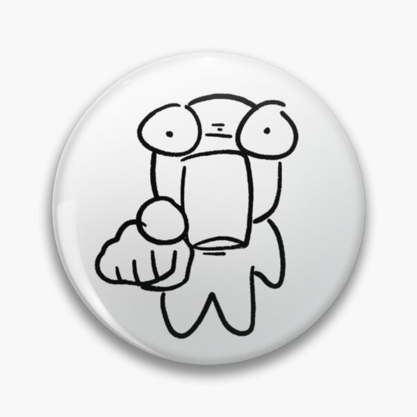 Item preview, Funny cartoon drawing of a surprised character pointing a finger against a black background designed and sold by SharpAura25.