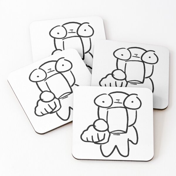 Item preview, Funny cartoon drawing of a surprised character pointing a finger against a black background designed and sold by SharpAura25.