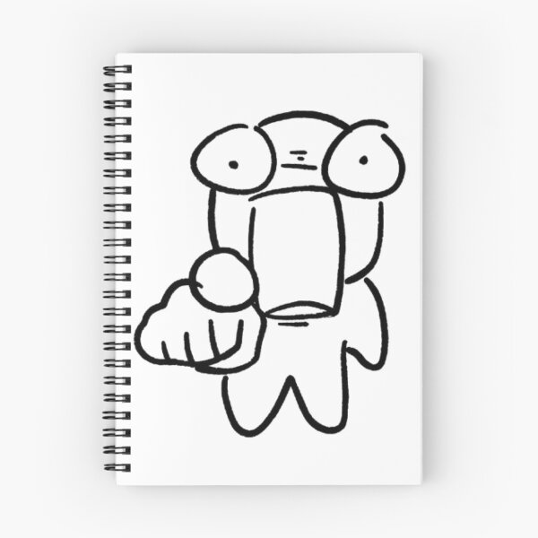 Item preview, Funny cartoon drawing of a surprised character pointing a finger against a black background designed and sold by SharpAura25.