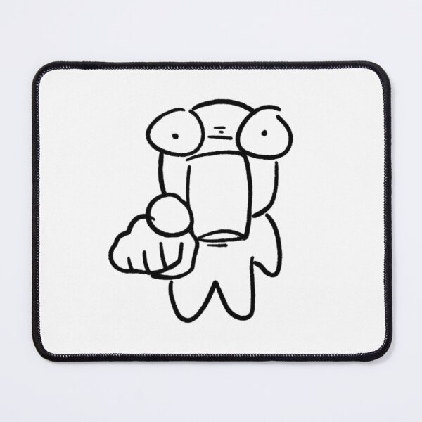 Item preview, Funny cartoon drawing of a surprised character pointing a finger against a black background designed and sold by SharpAura25.