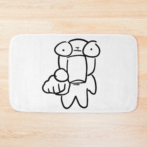 Item preview, Funny cartoon drawing of a surprised character pointing a finger against a black background designed and sold by SharpAura25.