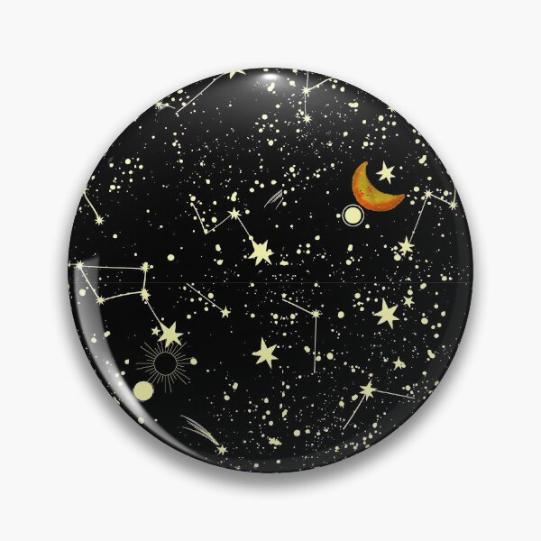 Item preview, gold constellations and stars with moon space pattern  designed and sold by FahdSpaceArt.