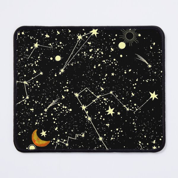 Item preview, gold constellations and stars with moon space pattern  designed and sold by FahdSpaceArt.