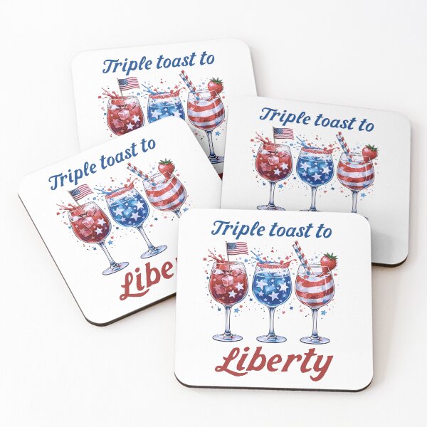 Item preview, Triple Toast To Liberty Patriotic colors gift designed and sold by CleanDecor.