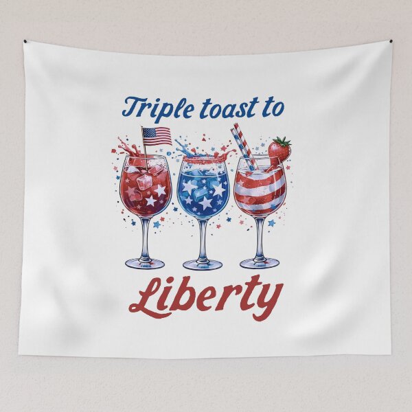 Item preview, Triple Toast To Liberty Patriotic colors gift designed and sold by CleanDecor.