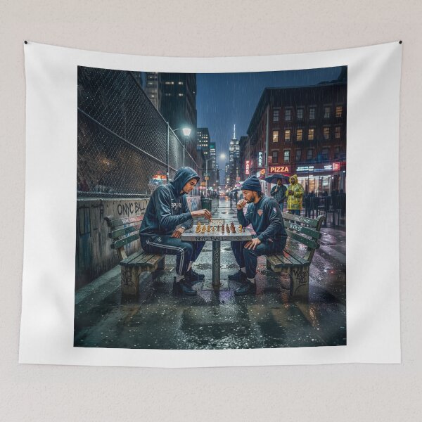 Item preview, Jalen Brunson Wemby Playing Chess In The Rain designed and sold by Home Decor Art.