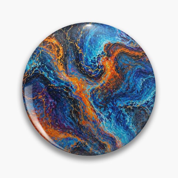 Item preview, Blue Lava Flow – Abstract Marble with Fiery Accents designed and sold by annenambiro.