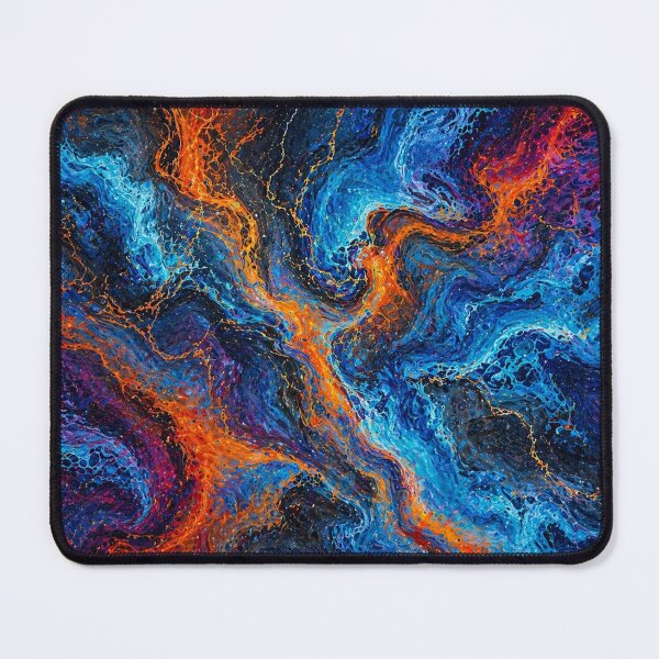 Item preview, Blue Lava Flow – Abstract Marble with Fiery Accents designed and sold by annenambiro.