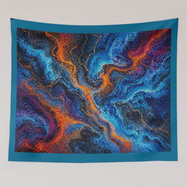 Item preview, Blue Lava Flow – Abstract Marble with Fiery Accents designed and sold by annenambiro.