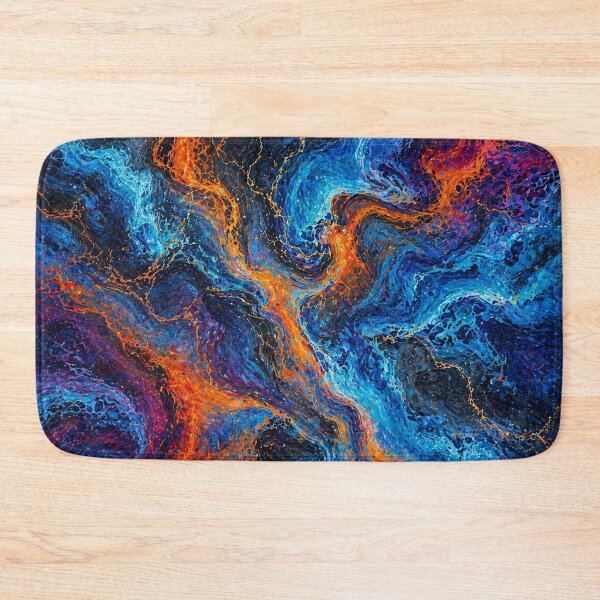 Item preview, Blue Lava Flow – Abstract Marble with Fiery Accents designed and sold by annenambiro.