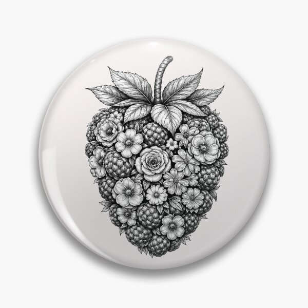 Item preview, Floral Raspberry Black & White – Unique Fruit Artwork designed and sold by Aniahck.