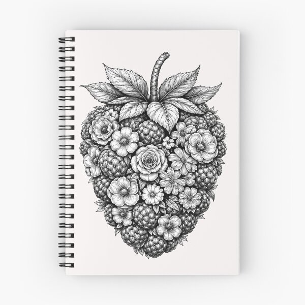 Item preview, Floral Raspberry Black & White – Unique Fruit Artwork designed and sold by Aniahck.